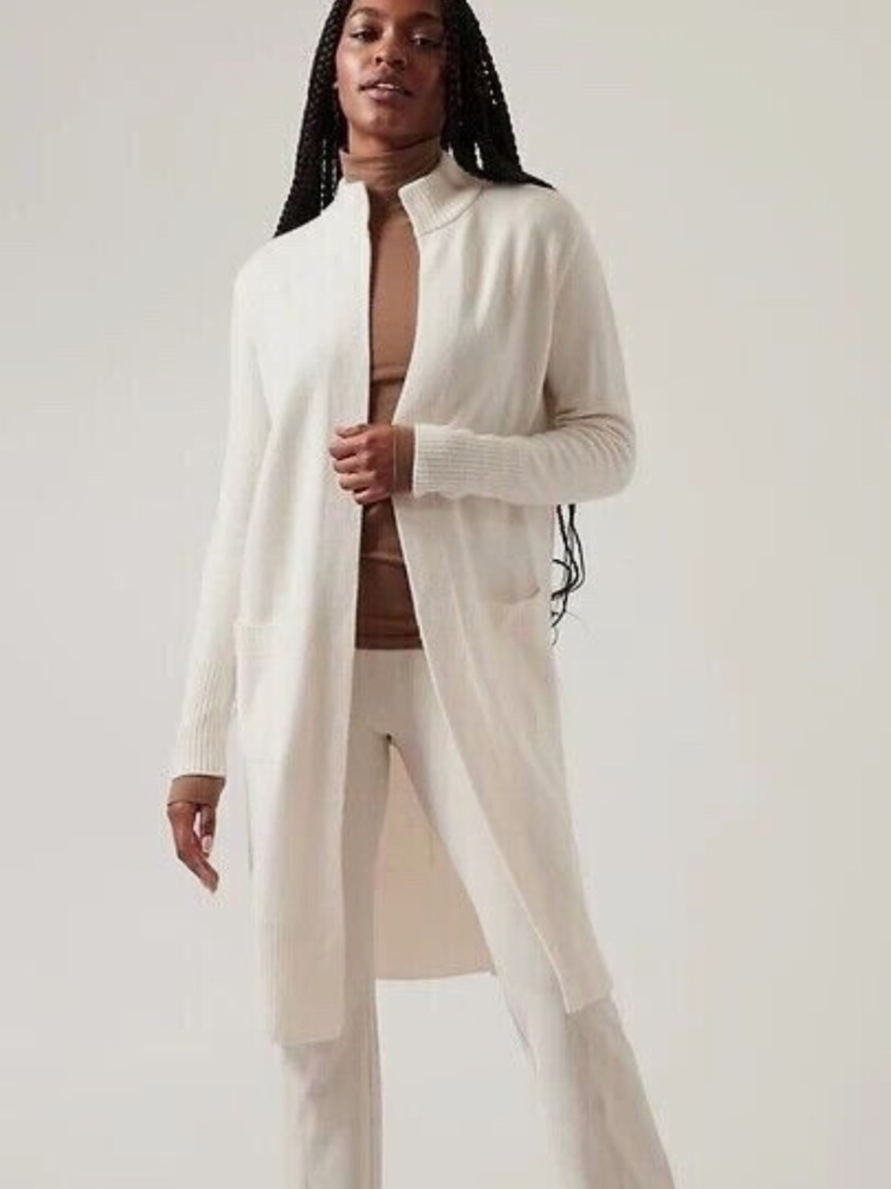 NWT-Athleta Cream Longline Open-Front Cardigan-XS
